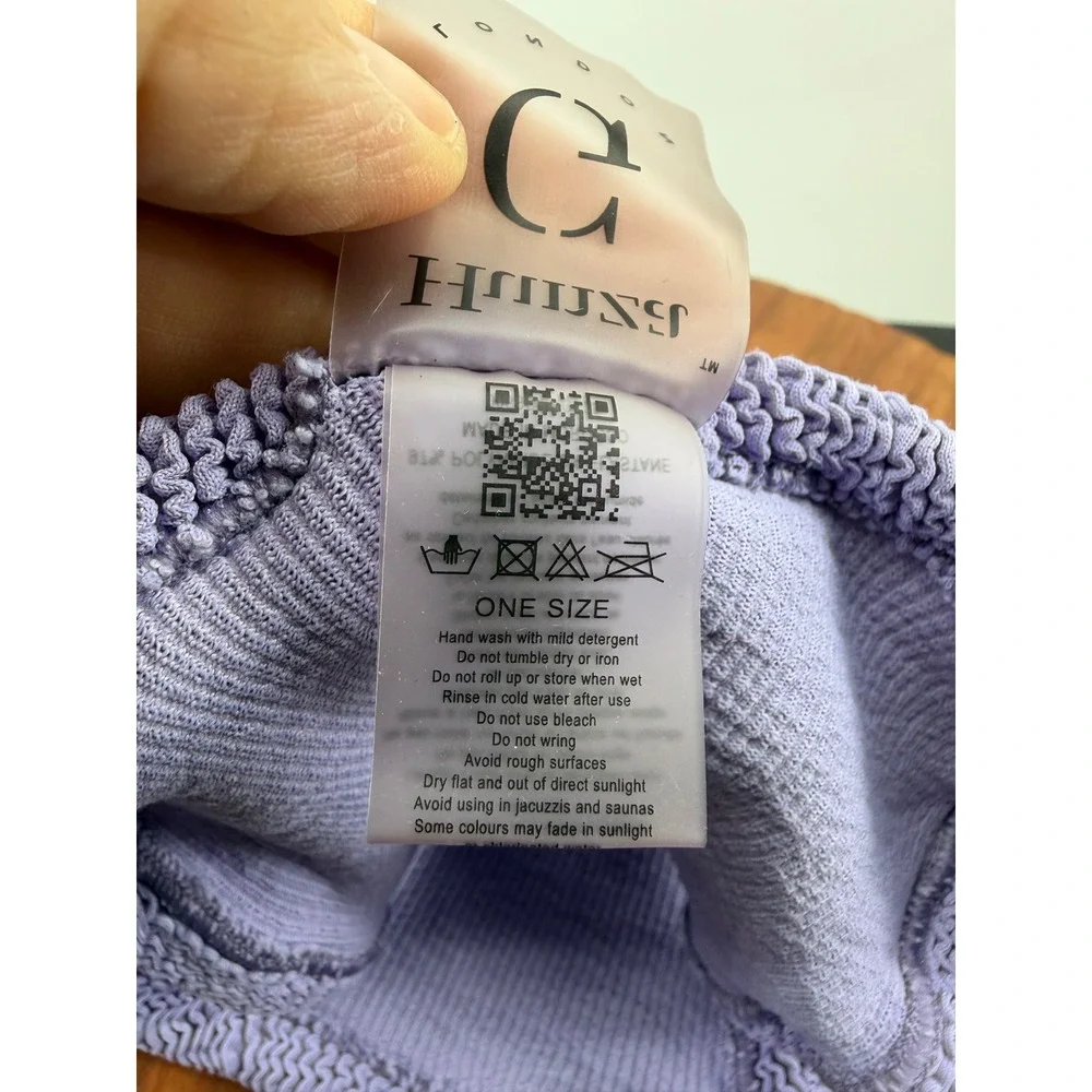 Hunza G Crinkle Bikini Bottoms Women One Size Purple Lavender Textured Stretch
